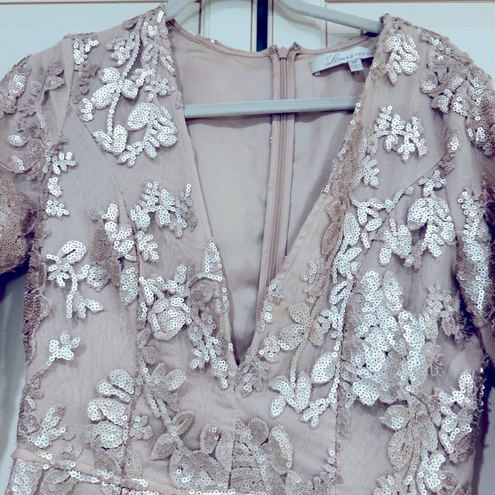 Lovers + Friends Fading Winter Floral Sequin Vneck Sheath Dress (100) - Picture 5 of 7
